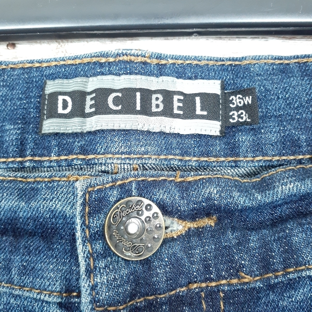 Decibel Mens Jeans 36/33 Side Tape Distressed 204 - Picture 5 of 7